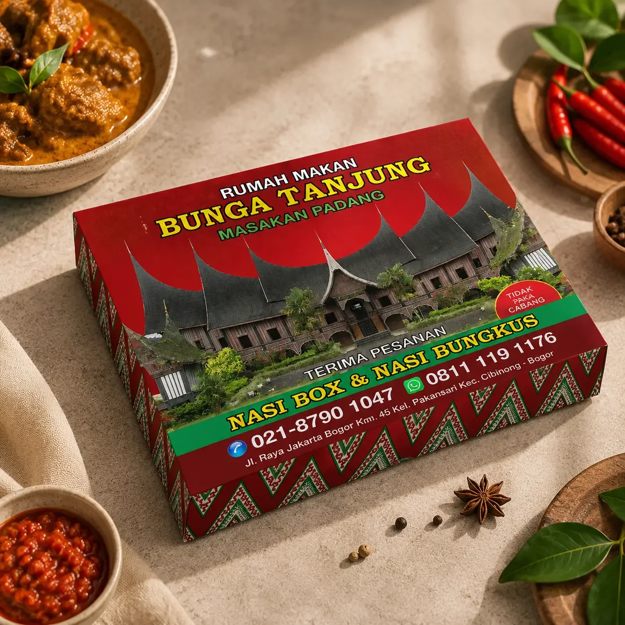 Hasil print packaging makanan untuk restoran padang