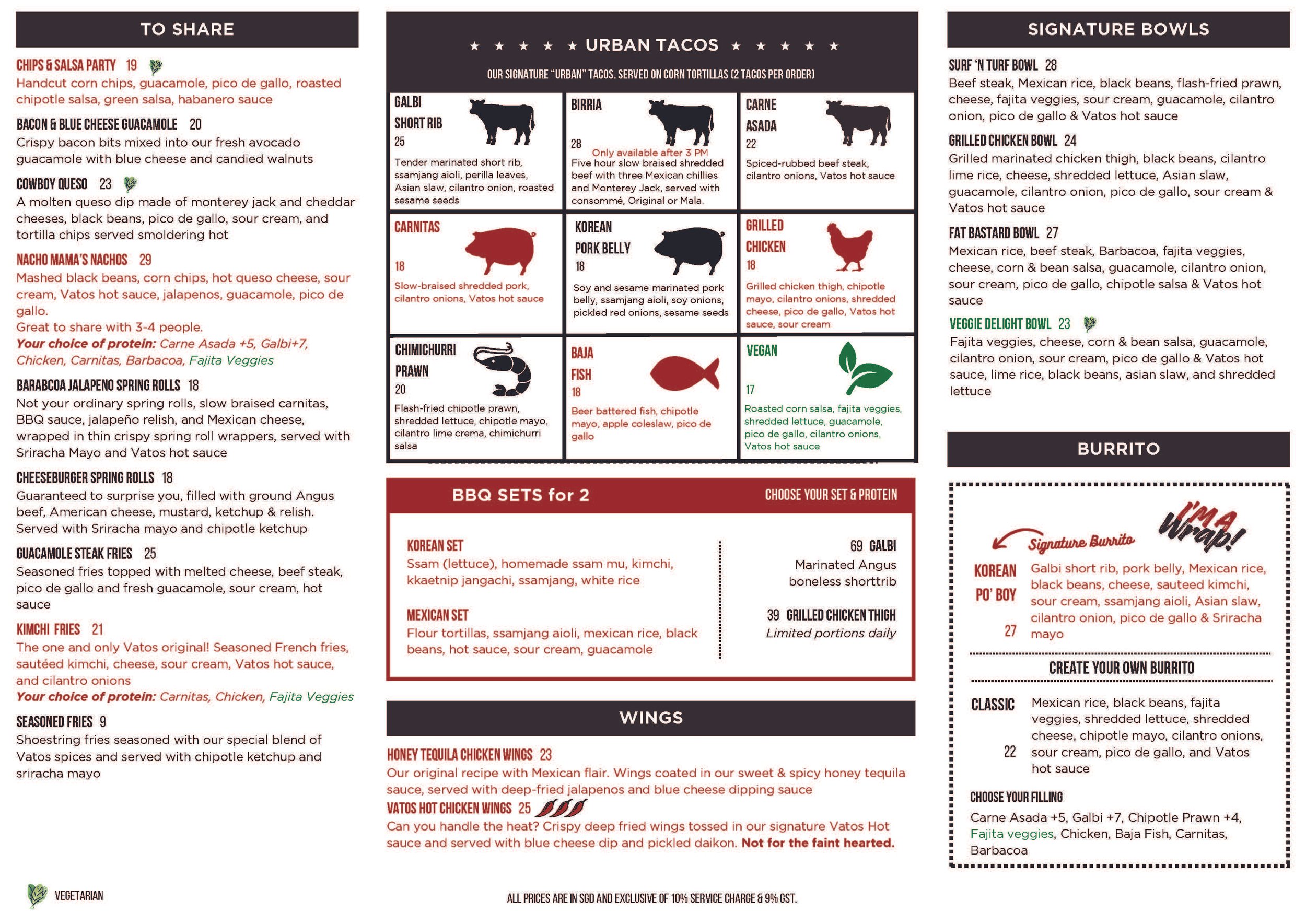 A La Carte (Click for the full menu)