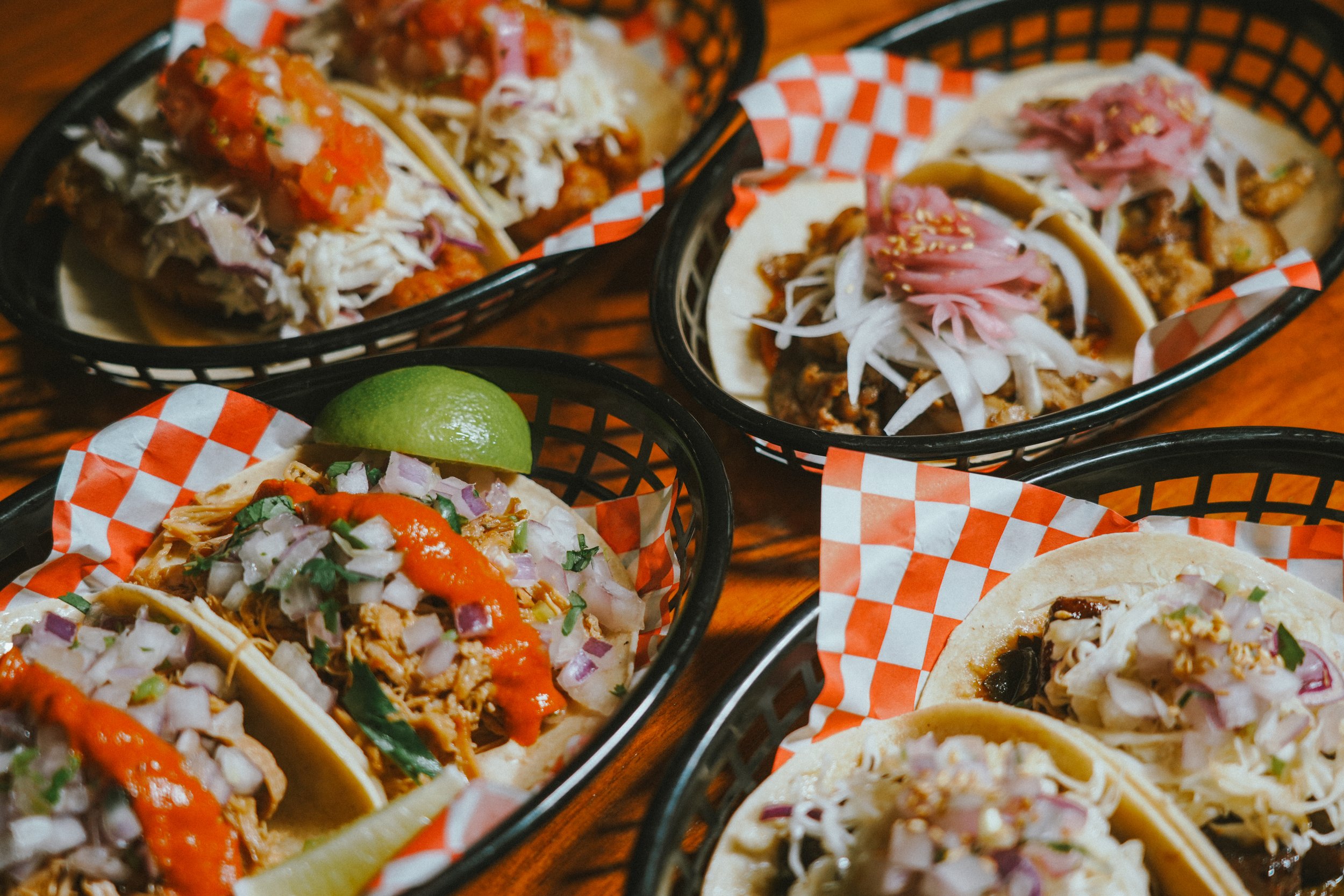 Vatos signature urban tacos served on corn tortillas
