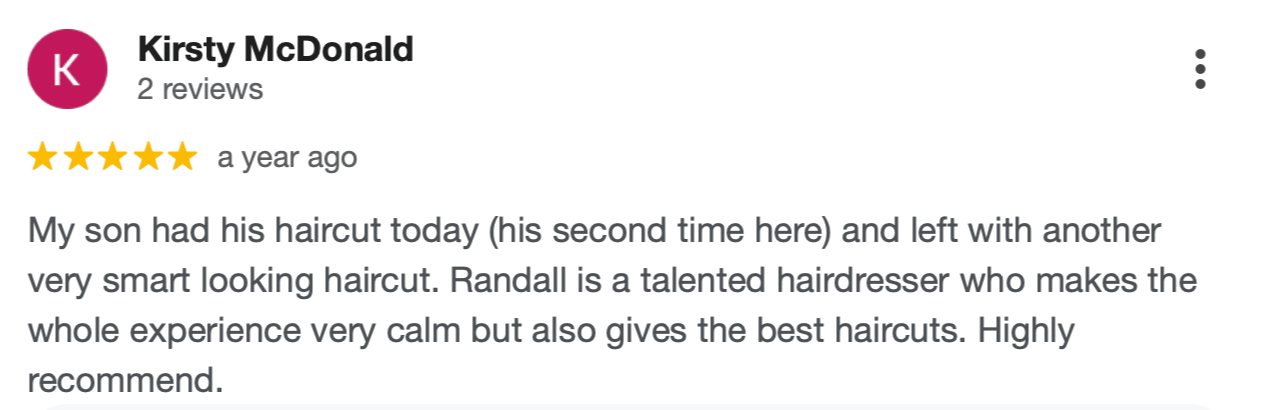Google Review for Randall at Carlton Hair Corp's Kids Salon