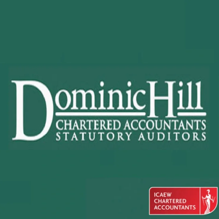 Logo for Dominic Hill Chartered Accountants and Statutory Auditors, with a red box in the lower right corner containing the ICABW Chartered Accountants logo.