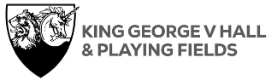 Logo of King George V Hall & Playing Fields featuring a crest with two lions.