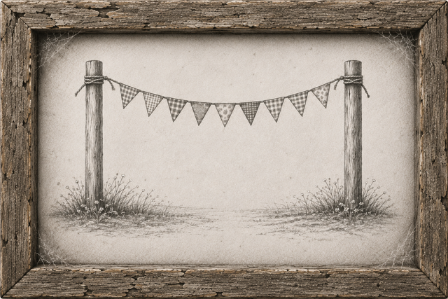 Bunting associated with the short story Mirasamer in The Peeler and other Grotesqueries by Scottish Horror Author Martin A. McKee