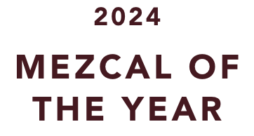 Text reading '2024 Mezcal of the Year' recognition won by mala mia mezcal among the best mezcal brands in 2024