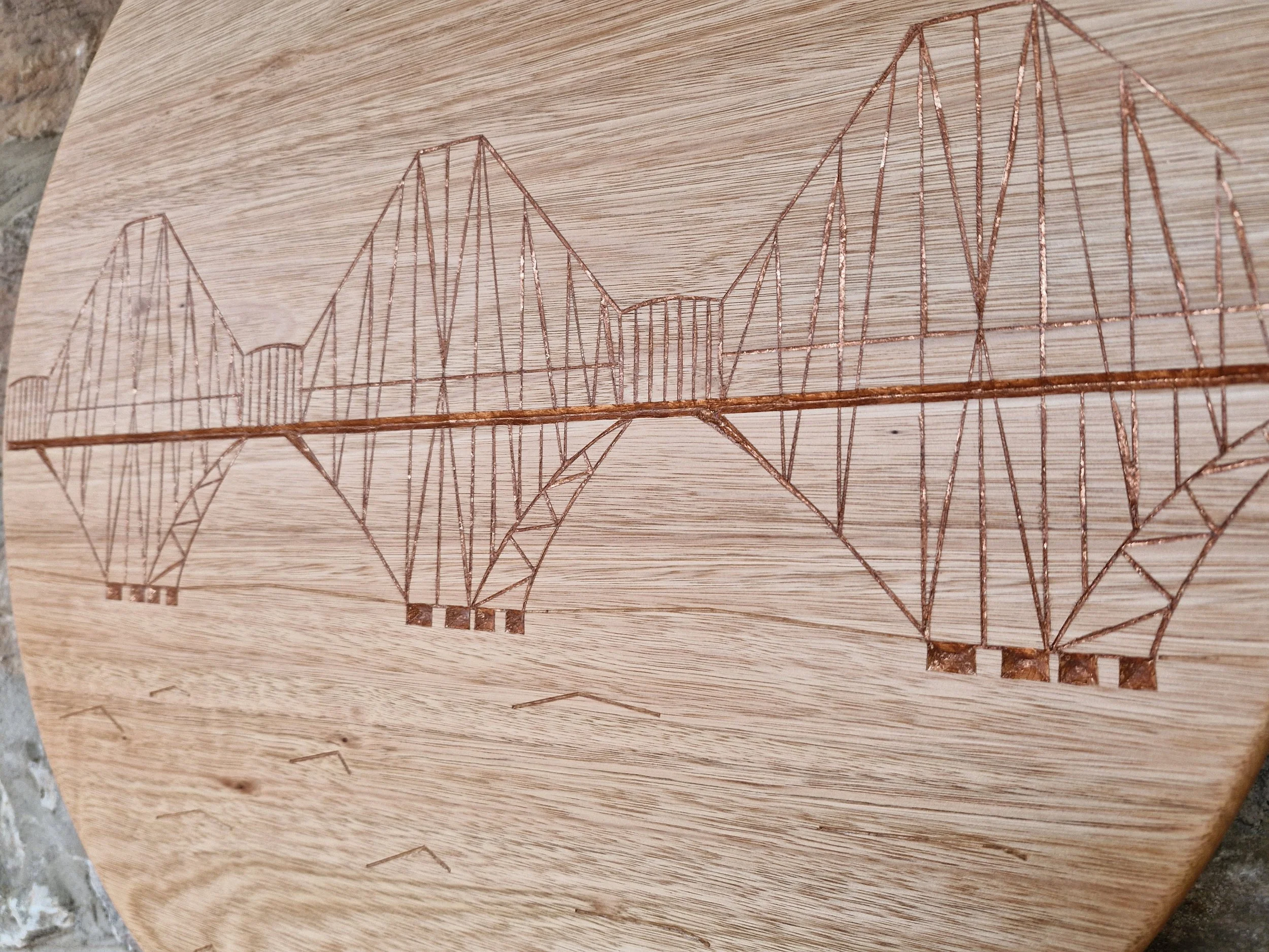 Forth Bridge Carving, copper gilded 1
