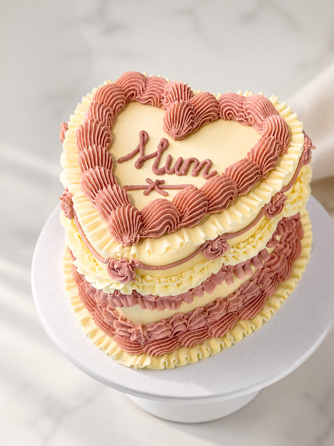 Vintage Heart Buttercream Birthday Cake