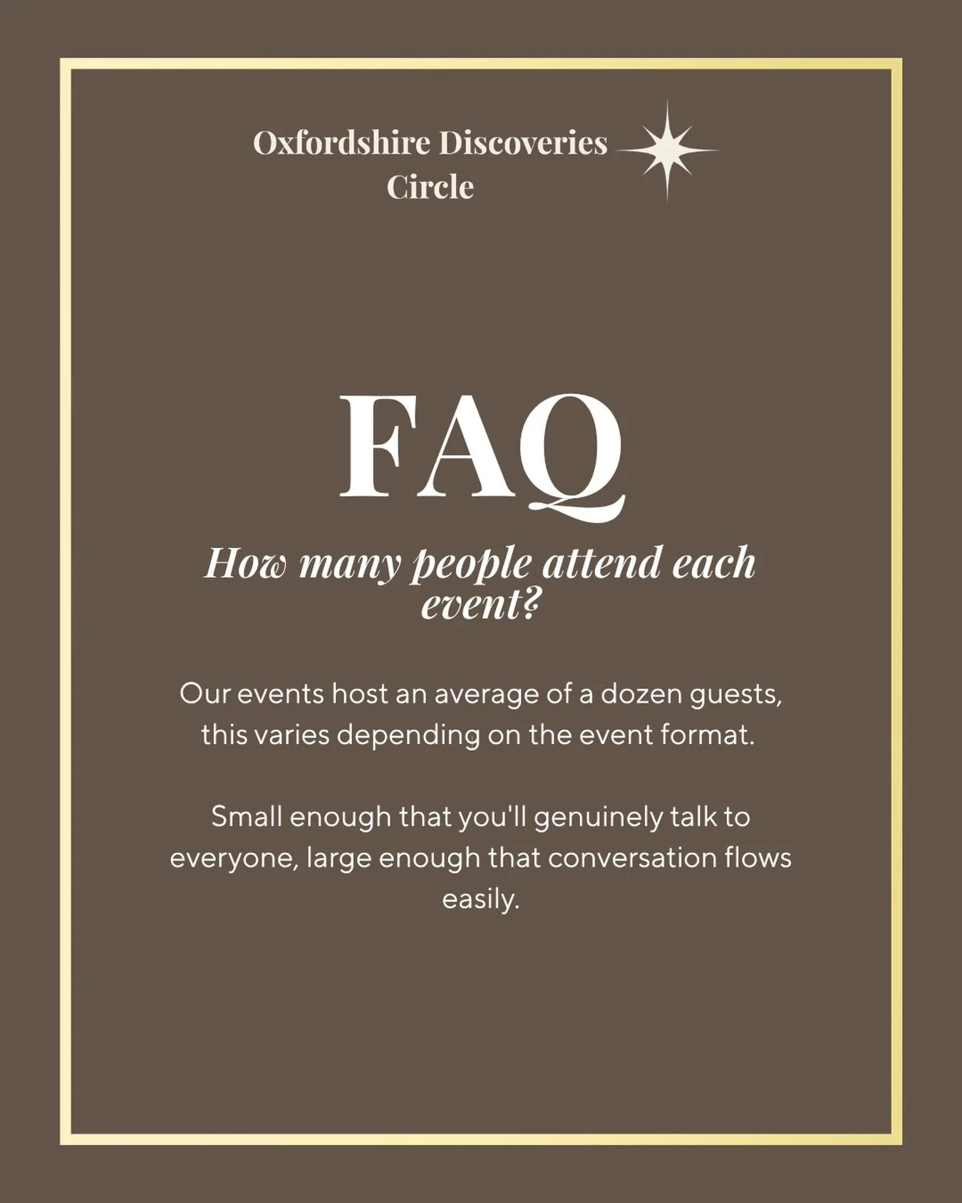 Small by design. ✨ Around a dozen guests per event: intimate enough for real connection, lively enough for great conversation. 

#OxfordshireDiscoveriesCircle #OxfordshireEvents #CuratedExperiences