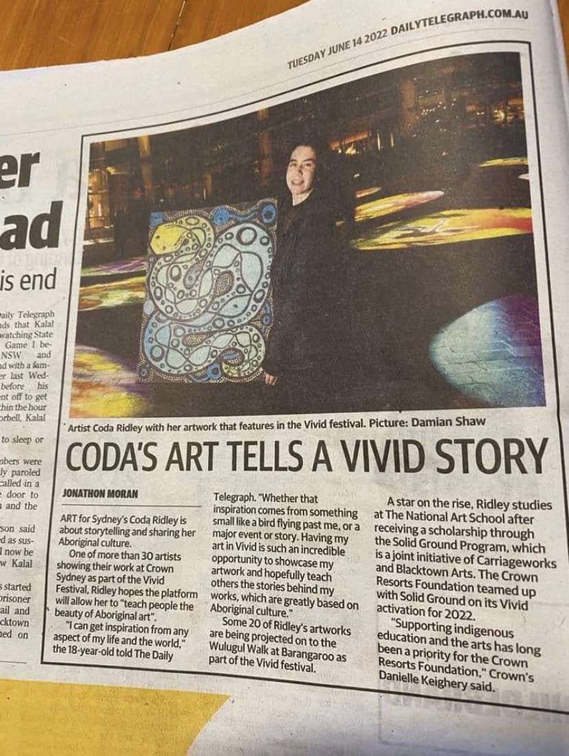 Coda Ridley in the Daily Telegraph Newspaper