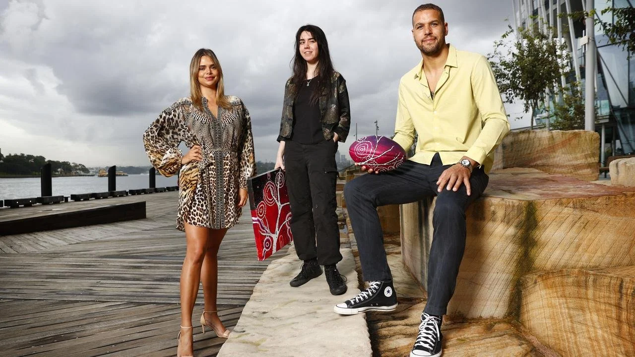 Sam Harris, Coda Ridley and Buddy Franklin at Barangaroo