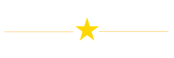 A yellow star with three horizontal lines on each side against a black background.