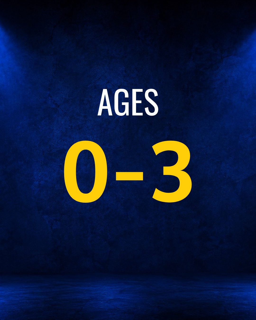 Text on a dark blue textured background that reads 'AGES 0-3' in large yellow letters.