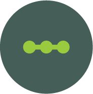 Illustration of a dark green circle with a lighter green horizontal line and connected circles inside