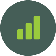 Green signal strength icon with five bars increasing in height from left to right