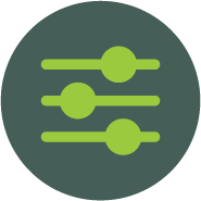 Icon of three horizontal sliders representing settings or adjustments