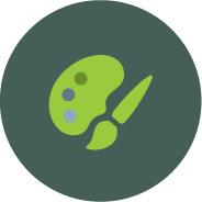 Paint palette with a paintbrush