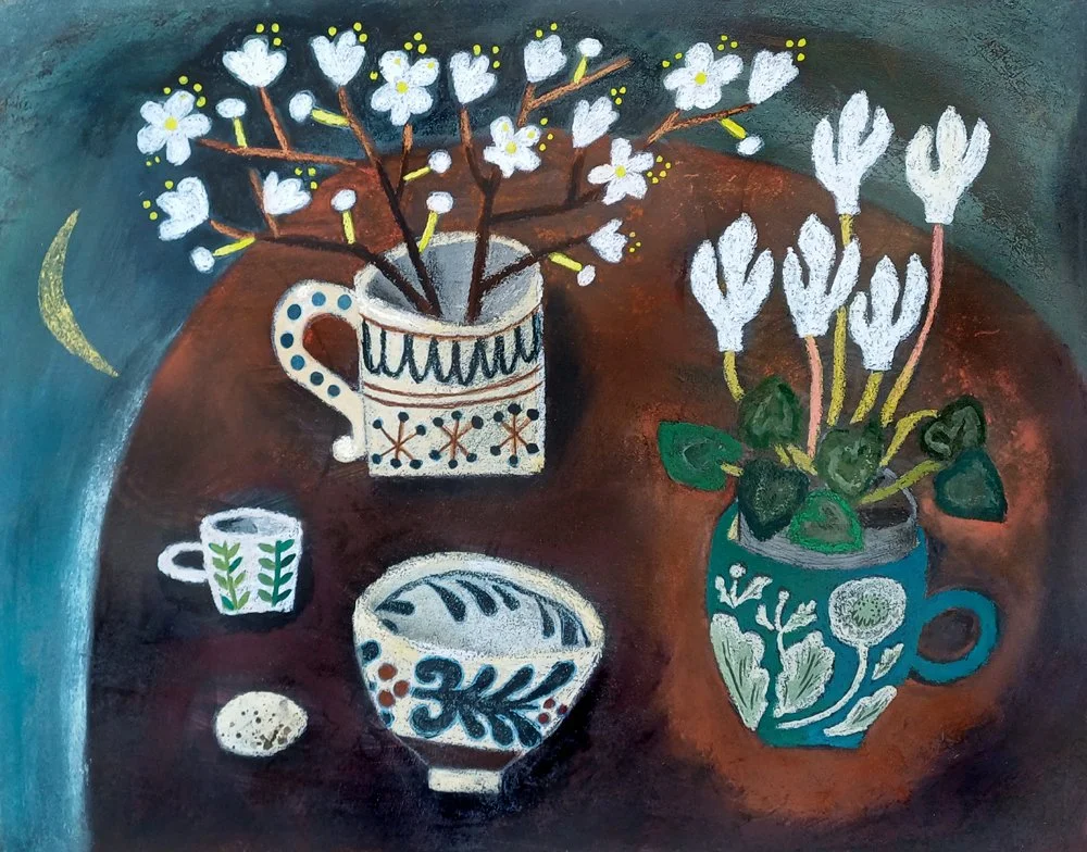 PALE SPRINGTIME MOONLIGHT· 2026 · Mixed media · 49x40cm · £895 