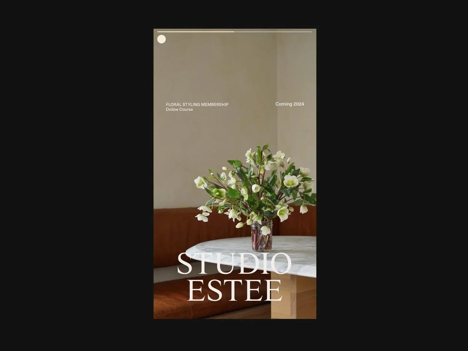 A promotional poster for an online floral styling course by Studio Estee.