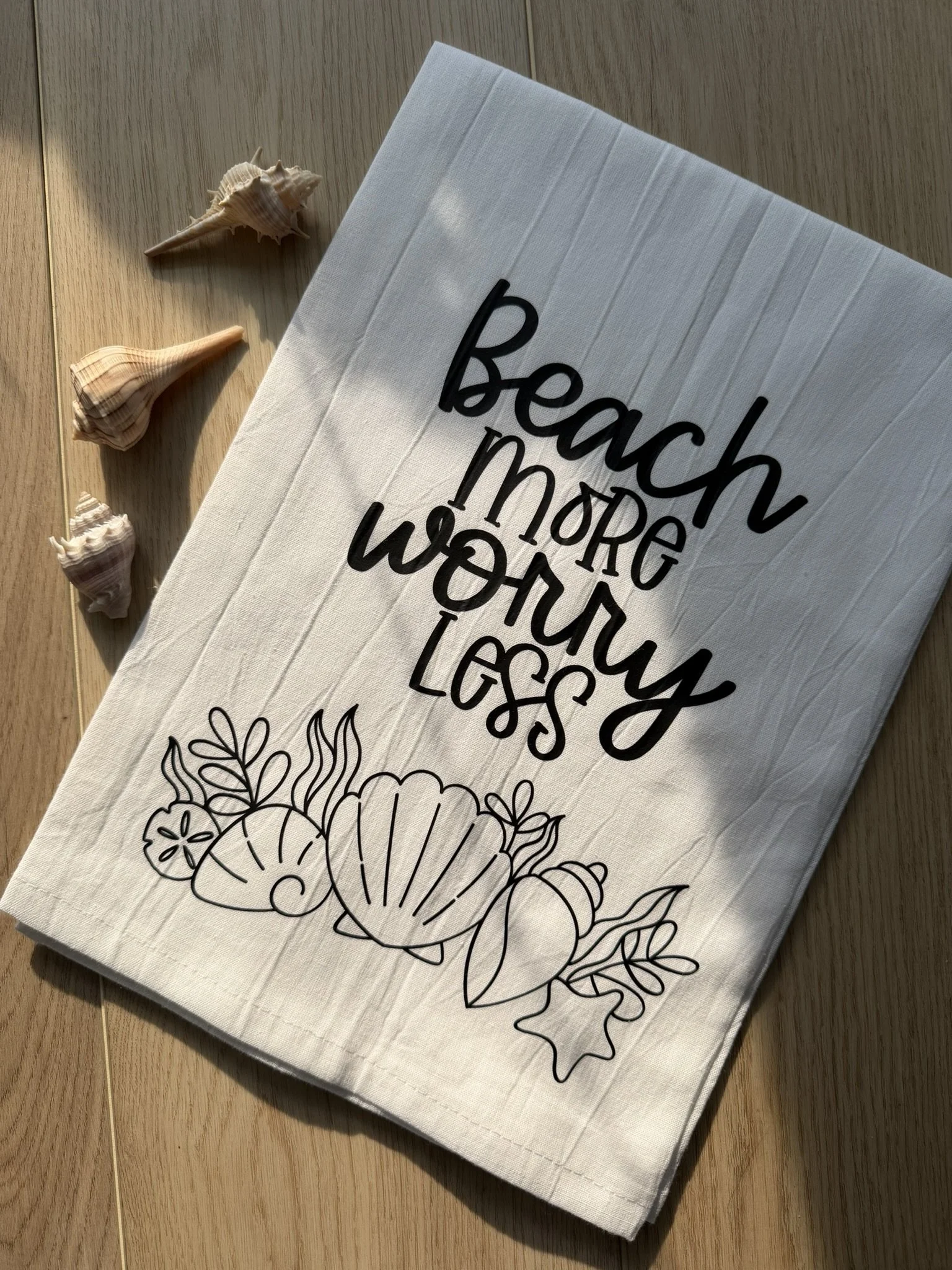 Beach More  Worry Less Tea Towel