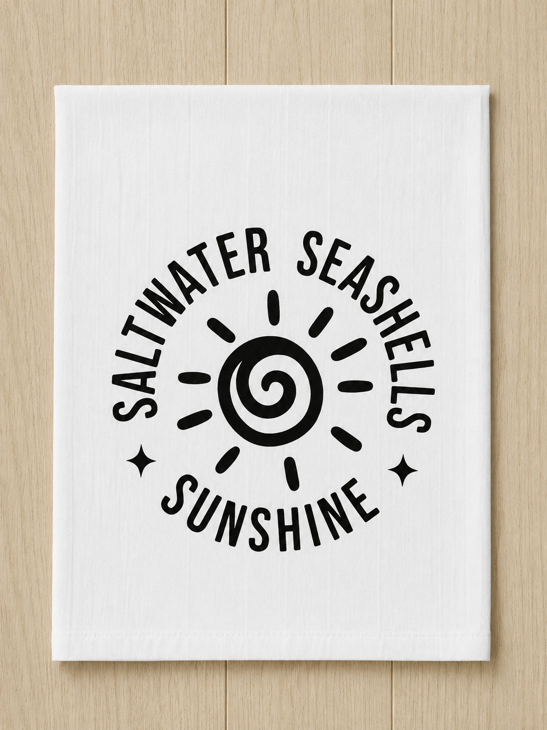 Saltwater, Sunshine, Seashells Tea Towel