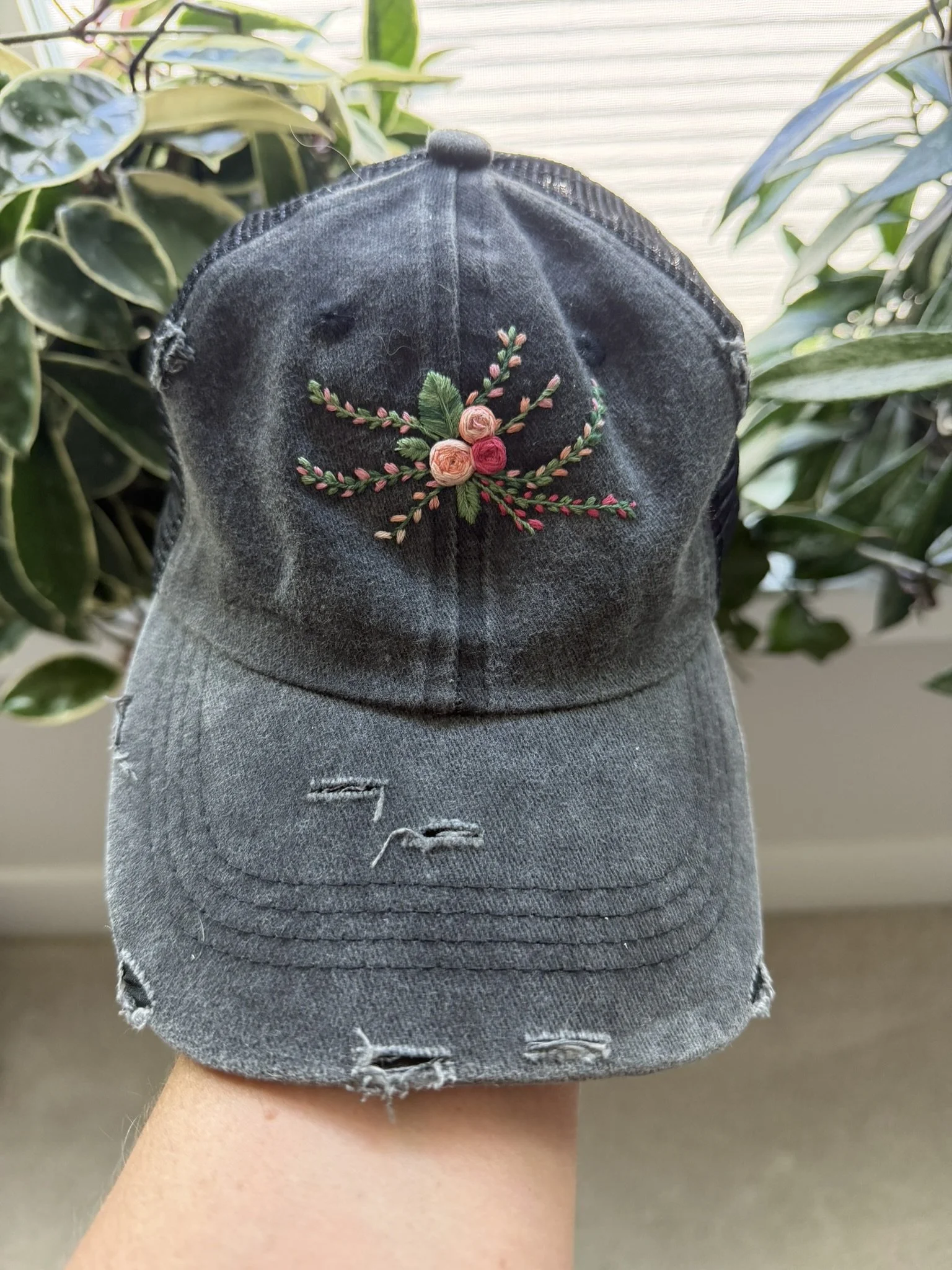 #2 Hand Embroidered Floral Hat