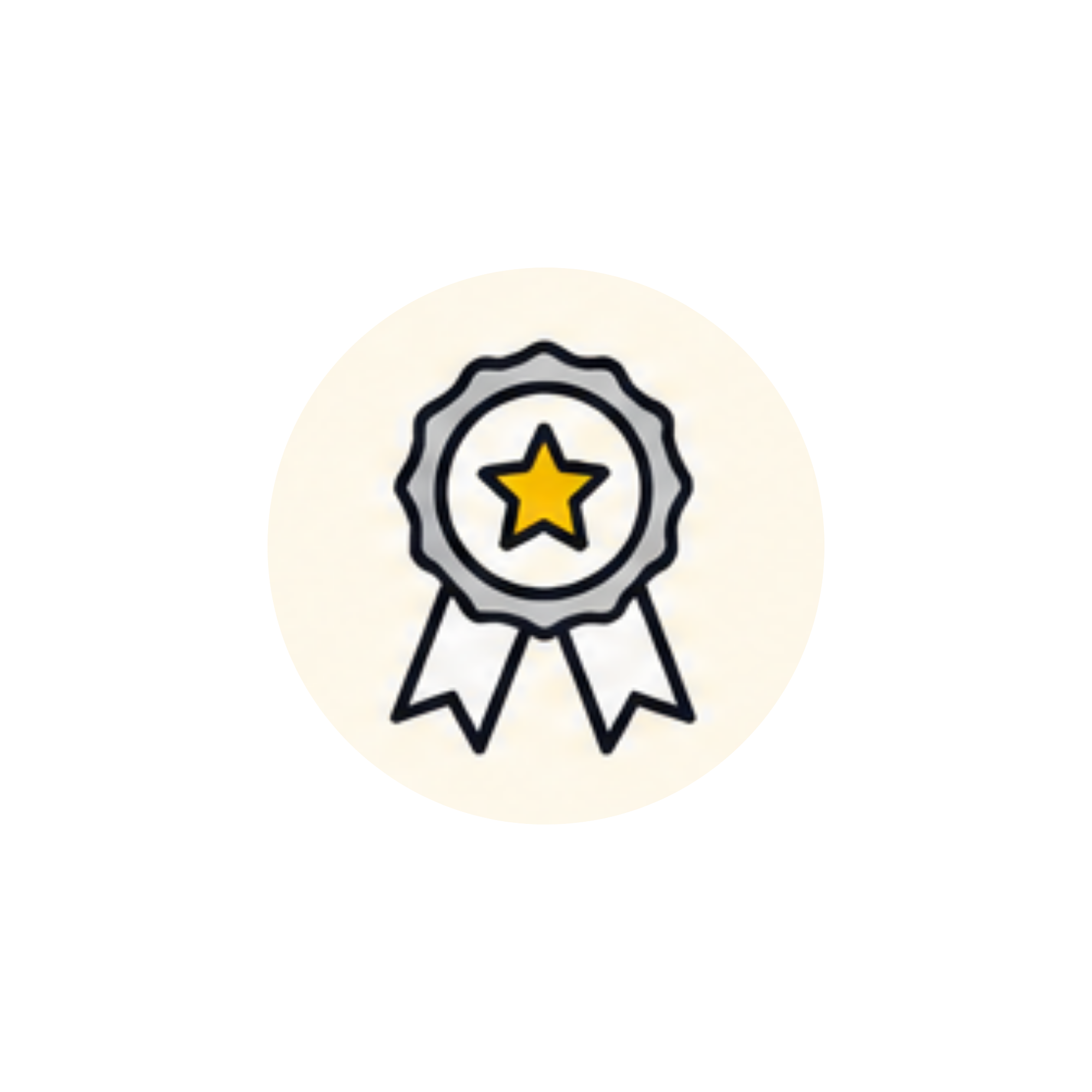 Award ribbon with a gold star in the center, surrounded by a black and gray border.