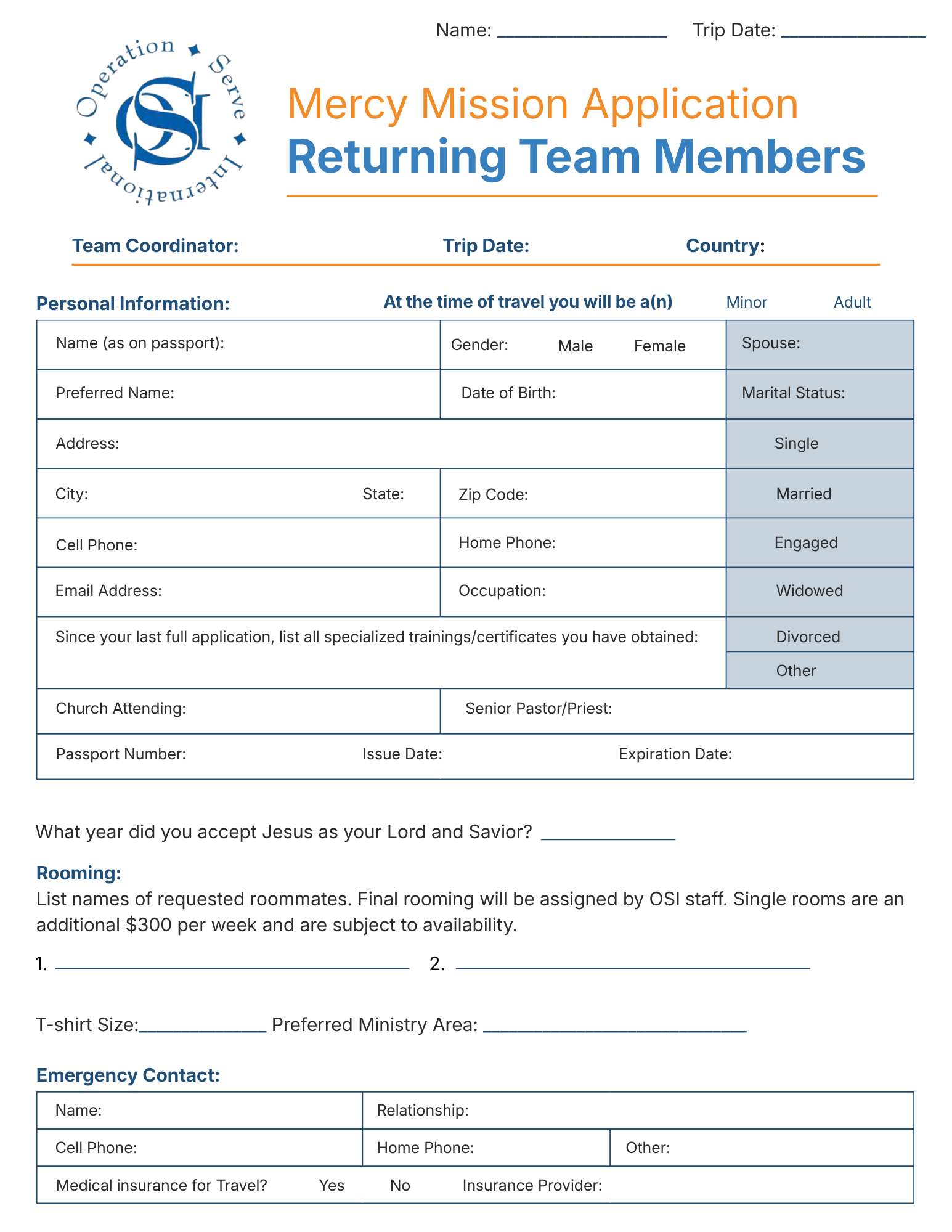 OSI Alumni Mercy Mission Application
