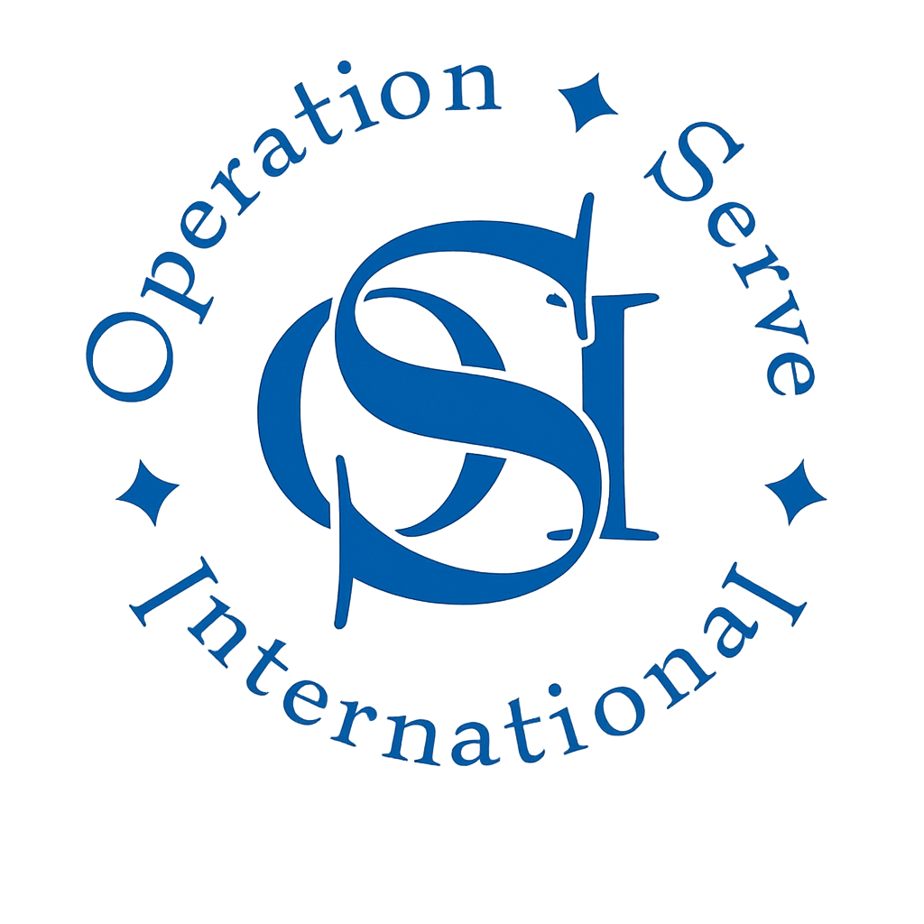 Operation Serve International's logo: the Letters OSI are in the middle with the words Operation Serve international forming a circle around them
