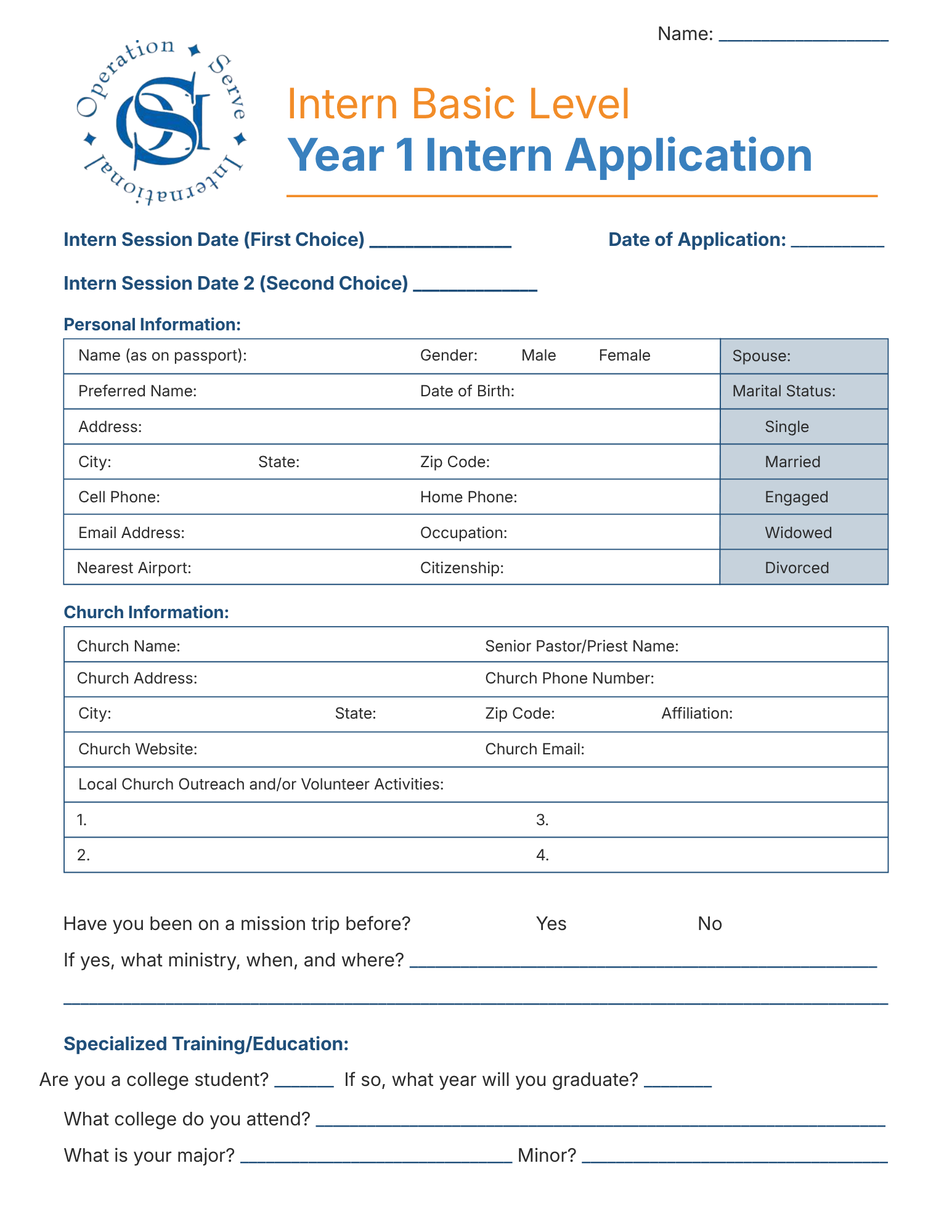 OSI Internship Application