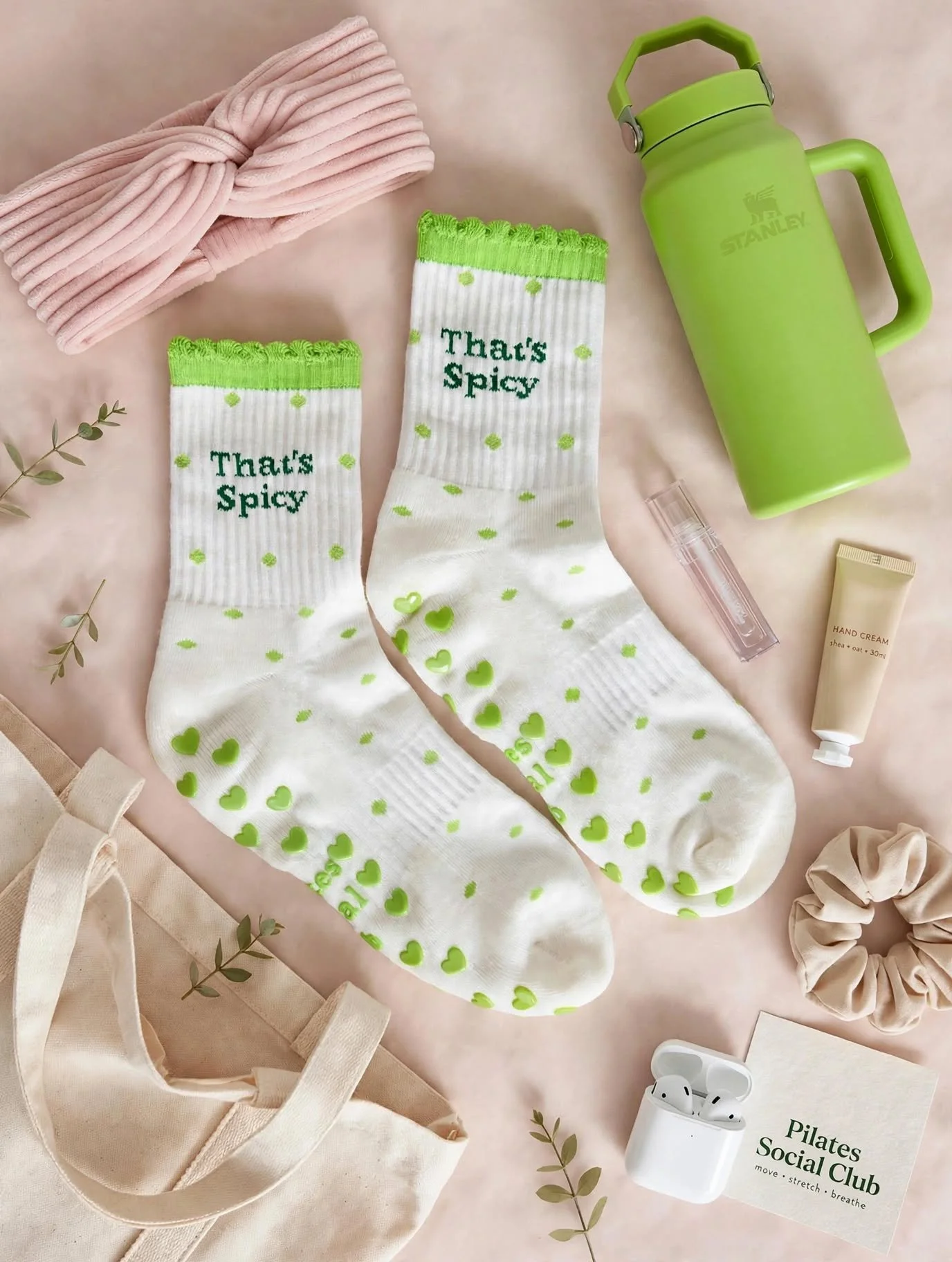 Pilates Social Club - Ireland - Non-Slip Grip Socks - Bright Lime - That's Spicy