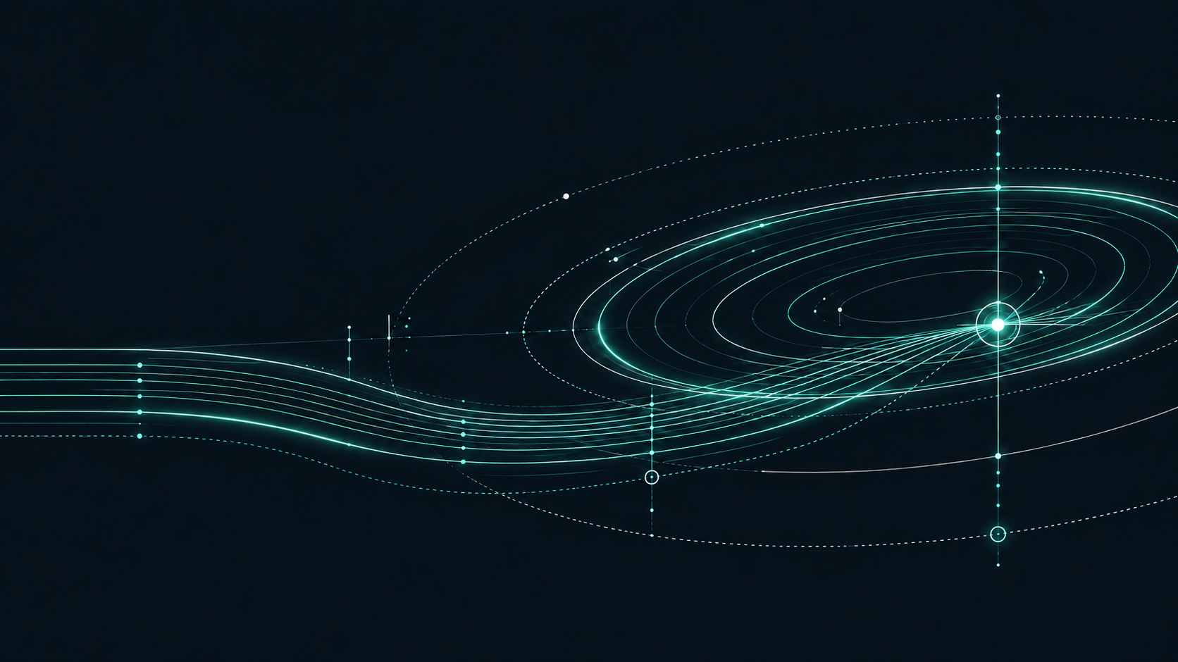 Geometric VETAX signal lines converging into a luminous node