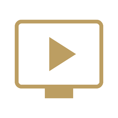 Icon of a computer monitor with a play button on the screen.