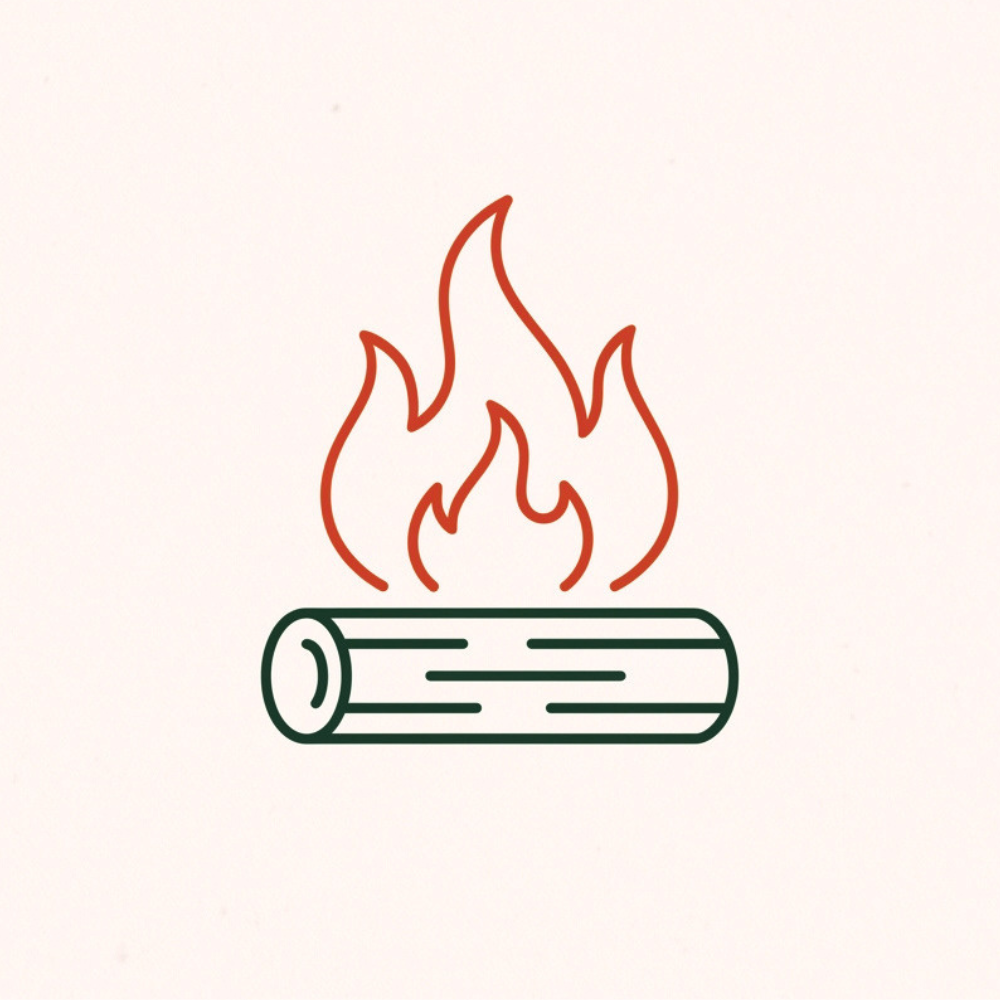 log and flame