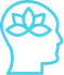 Profile outline of a human head with a brain illustration inside