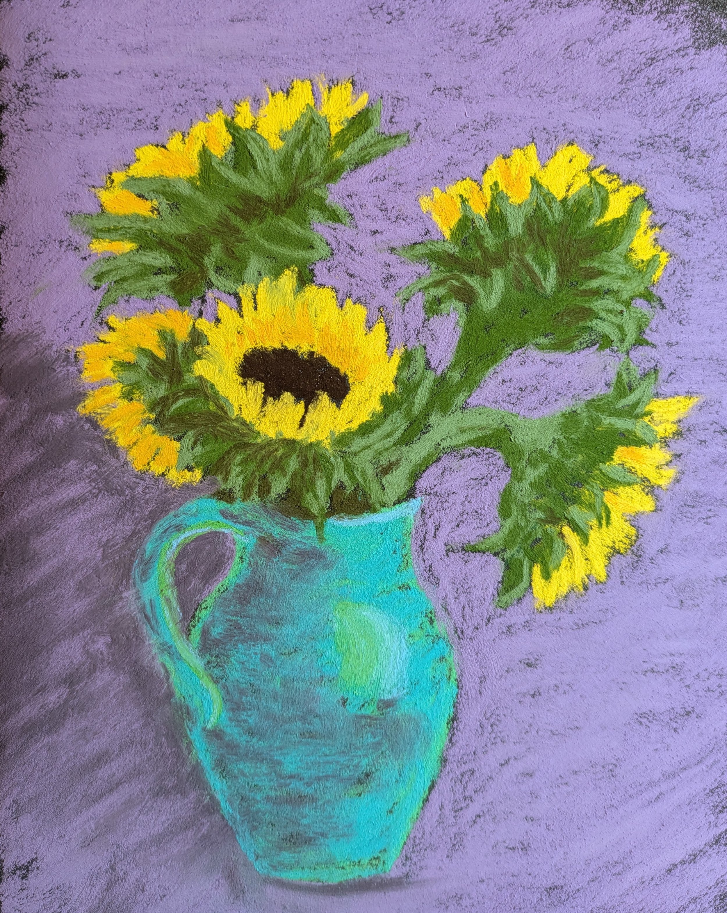 N Koski Sunflowers in Green Pitcher Pastel.jpg