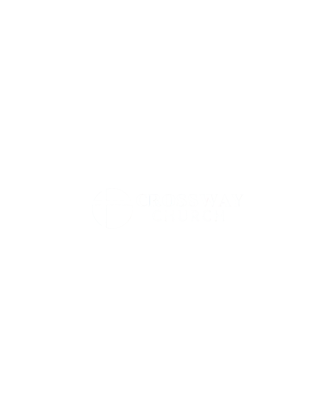 Black background with the Crossway Church logo in white, consisting of a stylized cross inside a circle and the text 'CROSSWAY CHURCH' to the right of the logo.