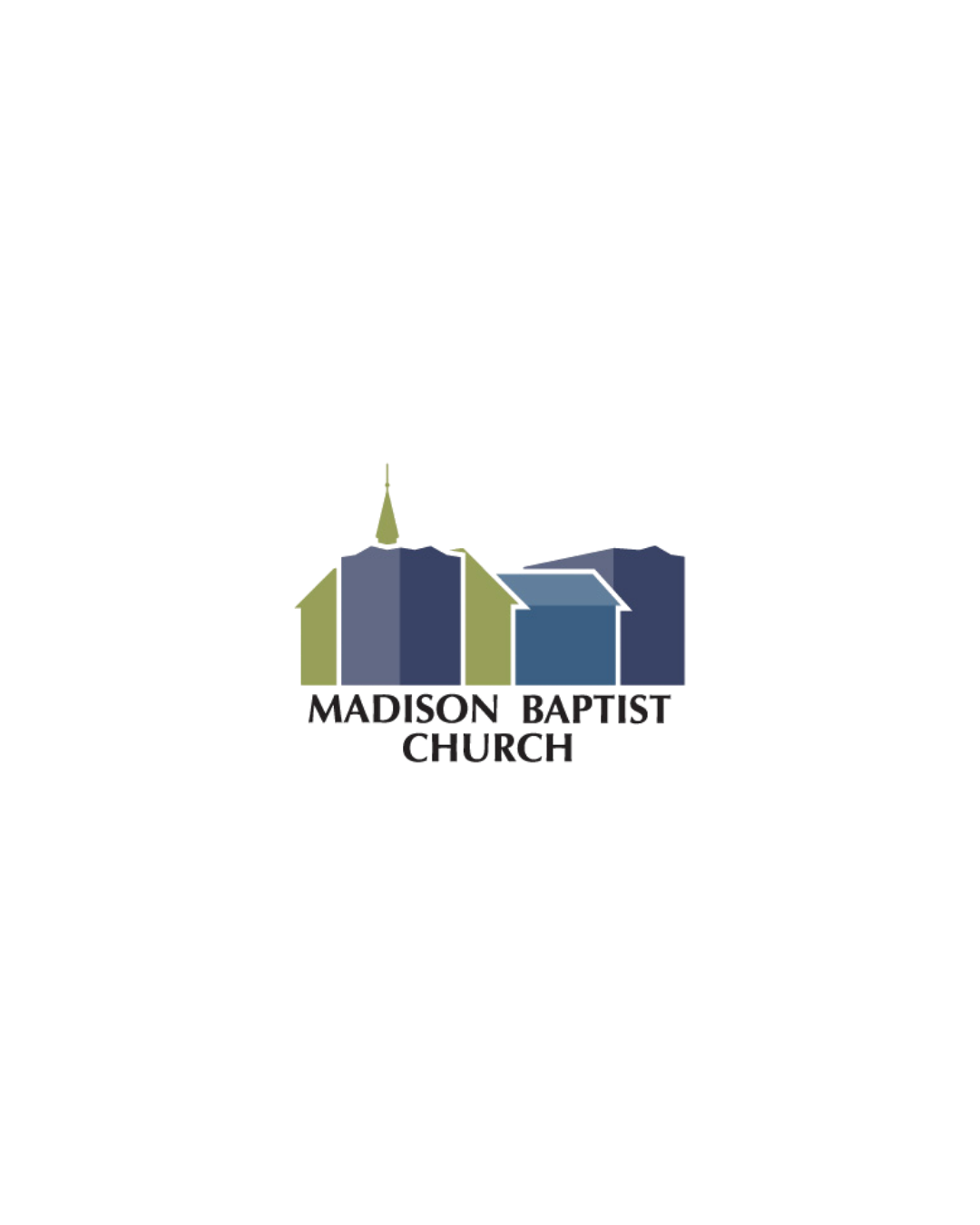 Silhouette of Madison Baptist Church with label at bottom.
