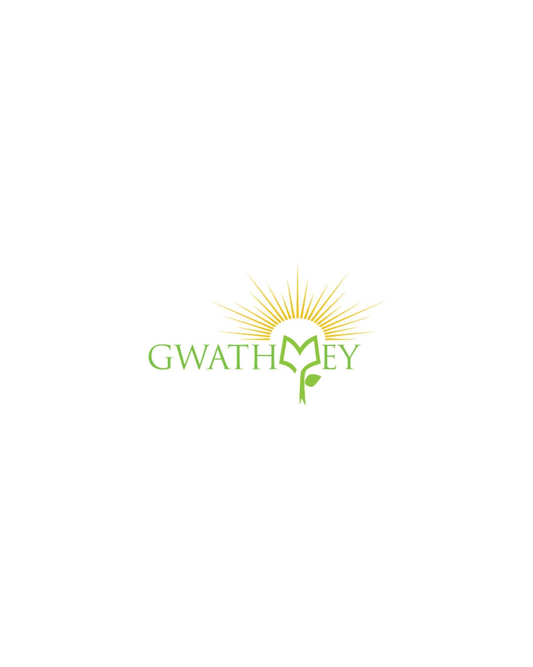 Dark background with a stylized green mountain and tree logo, a yellow sunrise, and the text 'GWATHMEY'