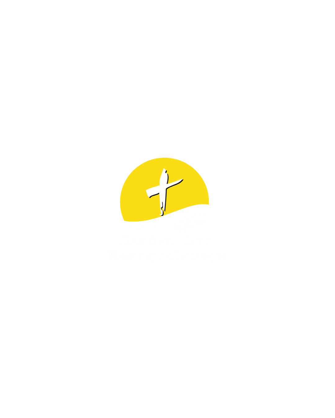 Logo of Garden City Baptist Church featuring a cross, a yellow sun, and waves with the text "Garden City Baptist Church".