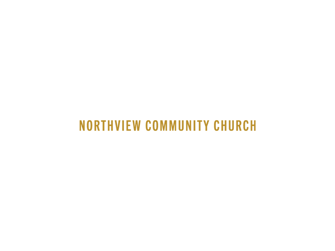 Sign for Northview Community Church with a black background and gold lettering.