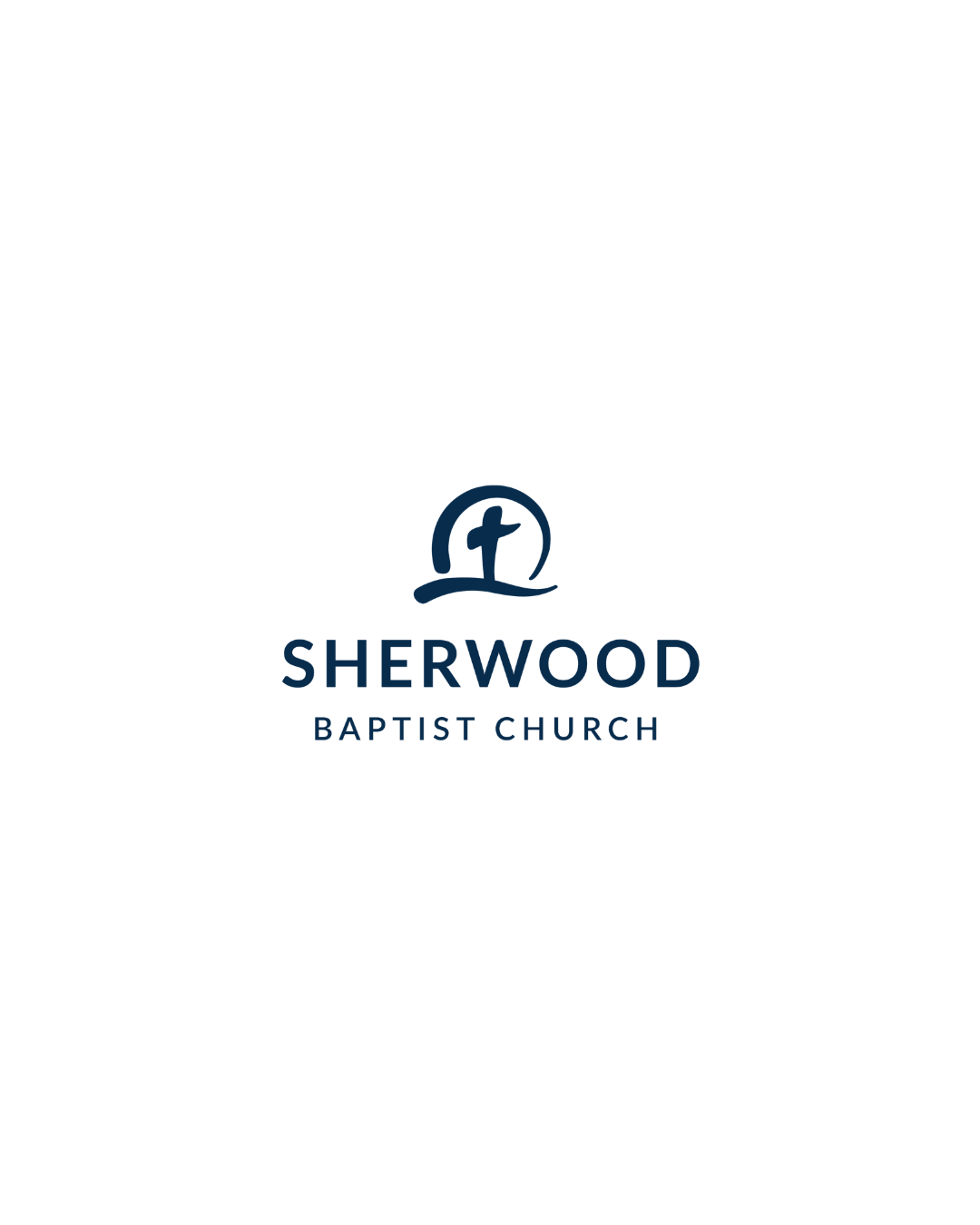 Logo of Sherwood Baptist Church featuring a stylized cross and the church's name.