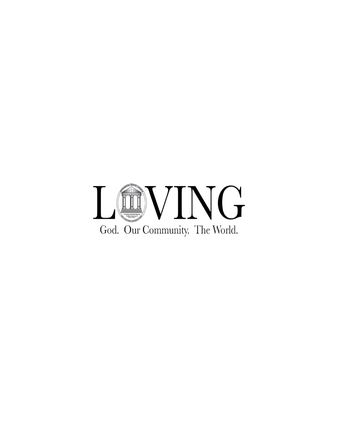 The image features a black background with the word "LOVE" written in large, bold letters. The letter "O" is replaced with a circular emblem containing a classical building with columns and a pediment, resembling a courthouse or government building. Below the word "LOVE," smaller text reads "at City Court".