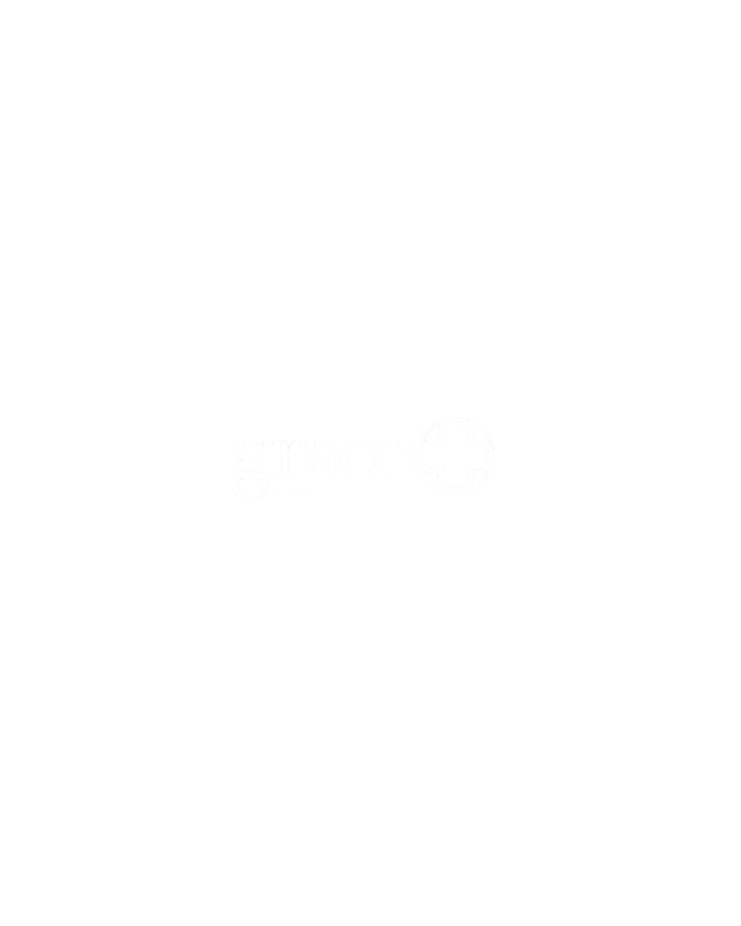 Black background with white text and logo for Grace Church of Cochran, featuring a stylized cross symbol.