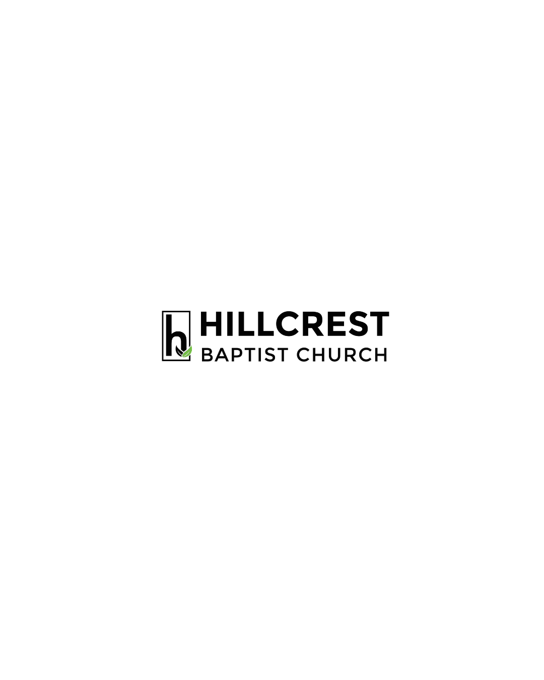 Black-and-white church silhouette with the logo and name of Hillcrest Baptist Church at the bottom.
