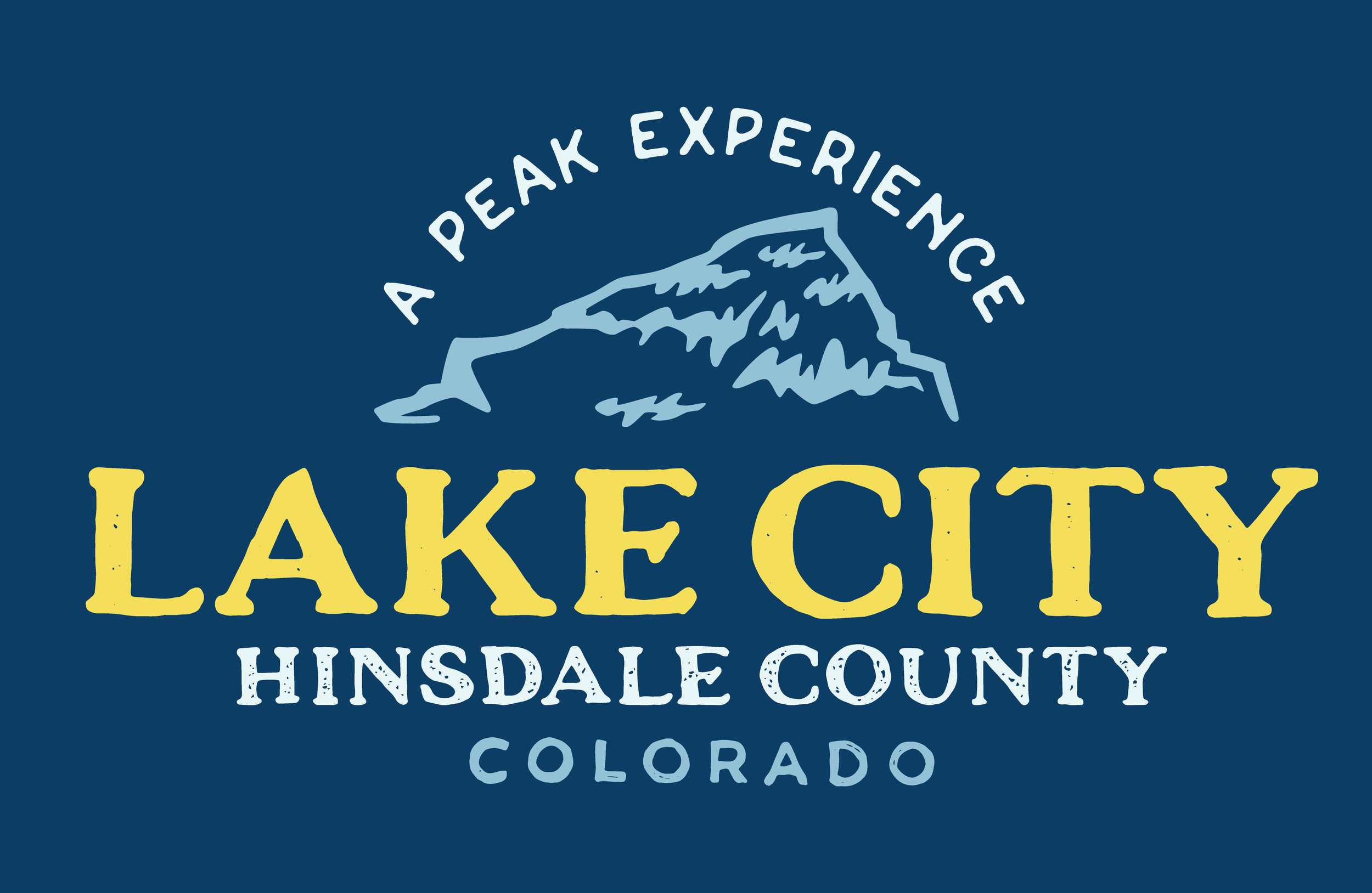 Logo for Lake County, Colorado with text 'A Peak Experience' and an outline of a mountain.