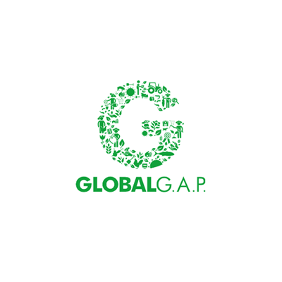 The image features a white circular background with the logo of G by GLOBALL G.A.P., consisting of a green letter 'G' made up of various smaller icons and symbols, and the text 'GLOBALL G.A.P.' beneath it in green.