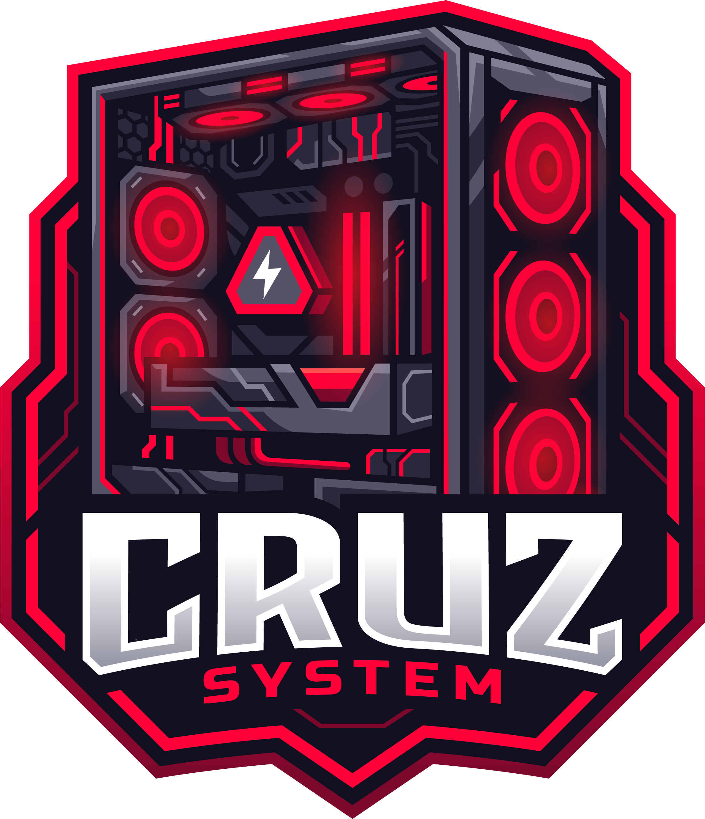 Logo of a computer system company with a stylized hexagon background, red and black color scheme, and the words 'System' and 'HZ' prominently displayed.
