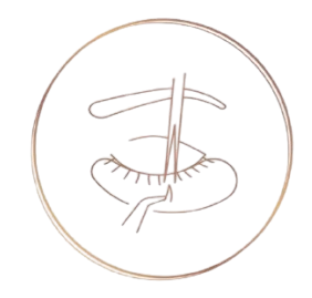 A minimalist line drawing of a snake coiled around a rod, enclosed within a circle, representing the Rod of Asclepius