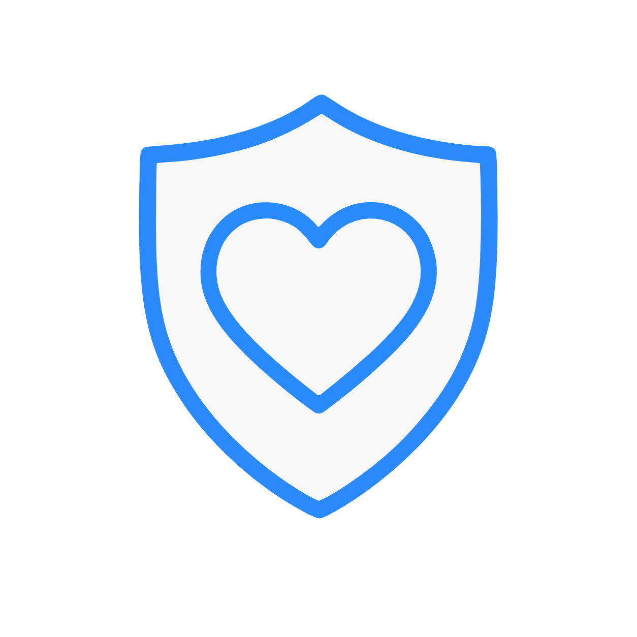 Shield icon with a heart in the center, symbolizing protection or health.
