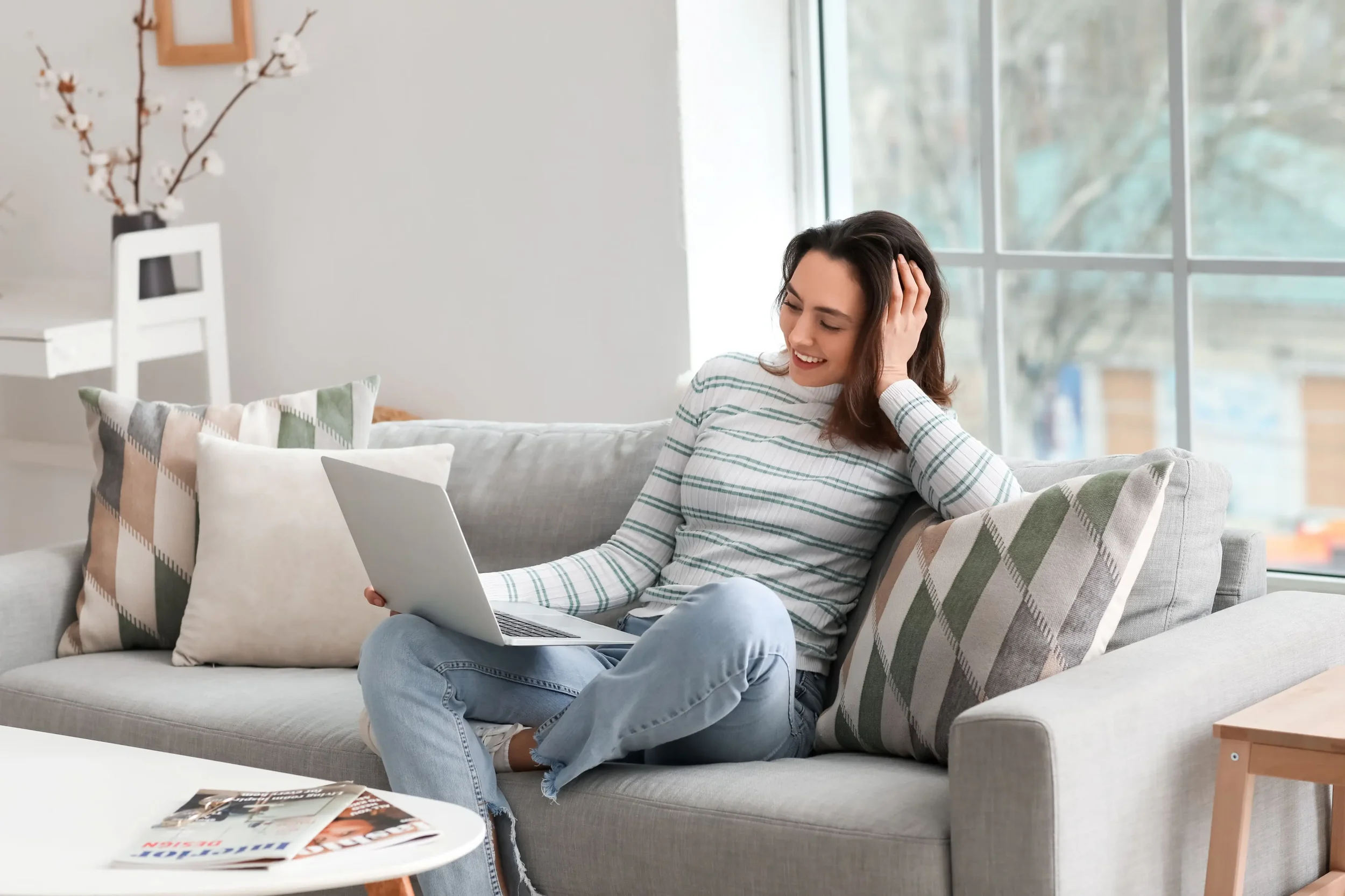Client enjoying an online interior design consultation from home with Design my Space.