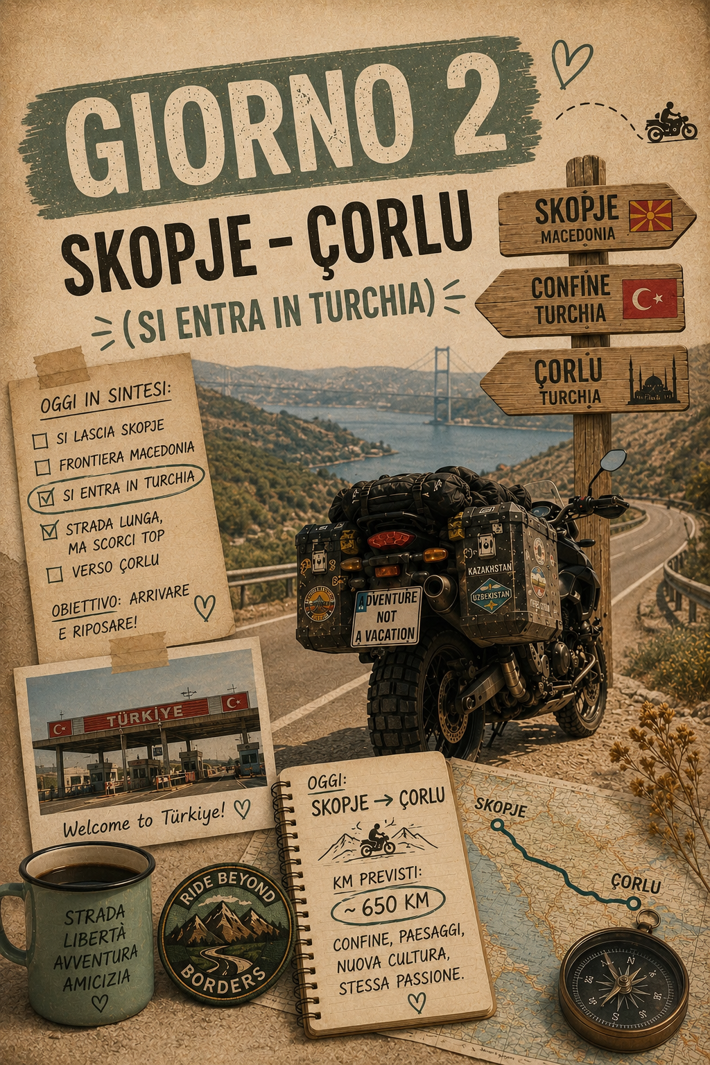 670 km tra ossigeno e asfalto rovente . Attraversiamo due confini : Bulgaria e Turchia. 